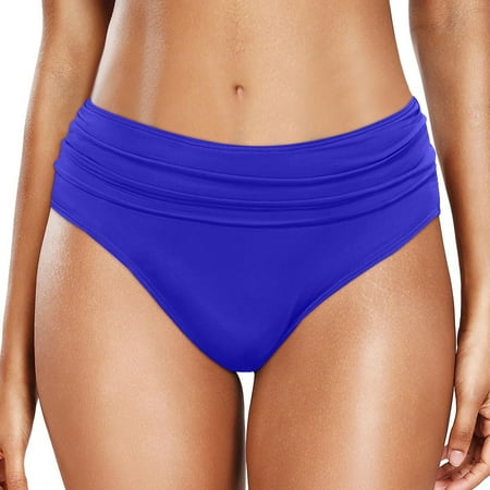 RUTAYY Women Bikini Bottoms Plus Size High Waist Swim Briefs Beach Shorts Ruched Bottom High Cut Swim Bottom Full Coverage Bottom Sports Shorts Swimbottom Boho Beachwear