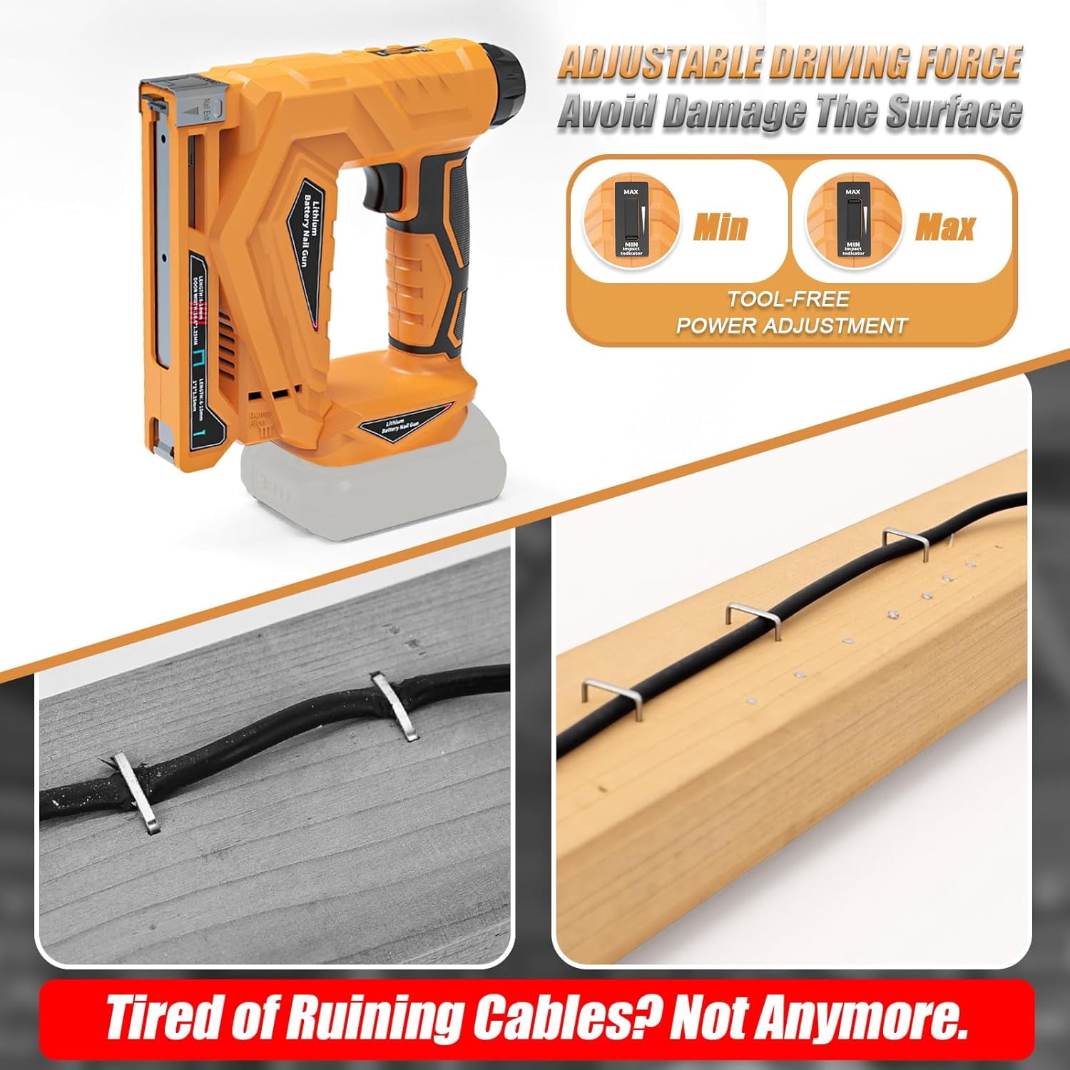 Cordless Brad Nailer & Narrow Crown Stapler 2-in-1 – LED Light, Safety Pin, Compatible with Dewalt 20V MAX Battery Battery Powered Nail Gun for DIY & Woodworking (Tool Only)