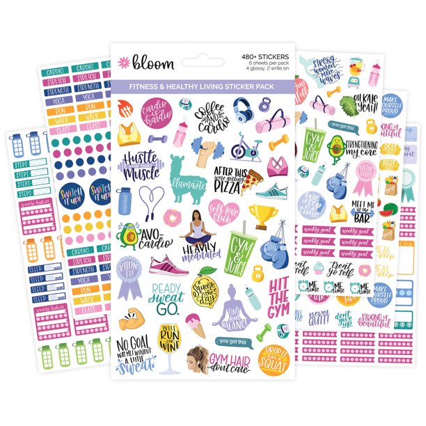 bloom Daily planners Planner Sticker Sheets Health Fitness Pack Bloom daily planners planner sticker sheets health fitness pack