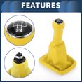 thumbnail image 5 of Unique Bargains 5 Speed Manual Gear Shifter Knob with Cover, Automotive Gearbox Stick Shifter Lever Knob for VW Bora 1999-2005 Plastic Faux Leather Yellow Black, 1 Pc, 5 of 6