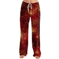 thumbnail image 4 of Fabrcox Christmas Casual Baggy Loose Pj Pants Women Slim Fit Christmas Tree Printed Drawstring Wide Leg Lounge Long Bottoms Deep Red XL, 4 of 6