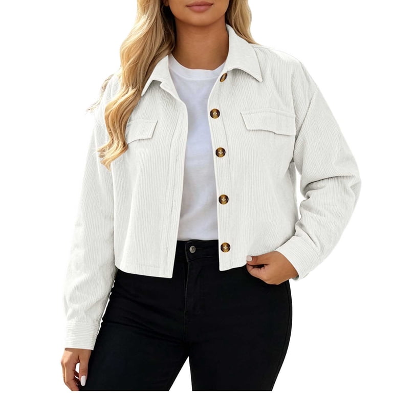 Stamzod Womens Fashion Cropped Jacket 2026 Casual Collared Long