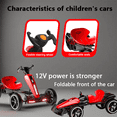 thumbnail image 4 of 12V Electric Pedal Go Kart Car for Kids, Folder Ride on Toys Car with Adjustable Seat, Kids' Electric Vehicles with Music / Flashing Light for Boys Girls Age 3-8 Years Old, Red, 4 of 10