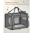 thumbnail image 2 of Transportín para Gatos y Perros, Plegable, Portátil, Tela Oxford, Malla Transpirable, Marco de Acero, con Asas y Bolsillos, 70 x 52 x 52 cm, Gris, 2 of 5
