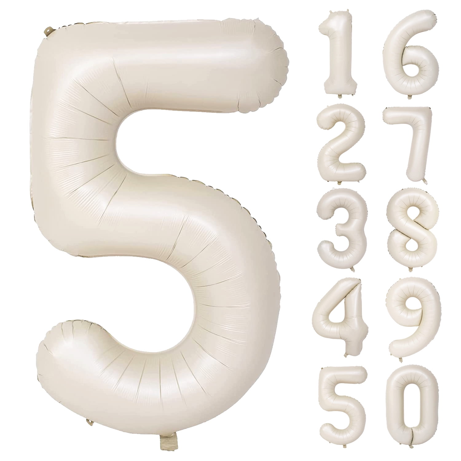 Numéro Ballon Feuille d'Hélium XL - Numéro 1 an - Crème - Satin - Nu - 100  cm - 1 an