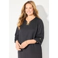 thumbnail image 4 of Catherines Women's Plus Size Petite Chain Lace-Up V-Neck Tunic Blouse, 4 of 5
