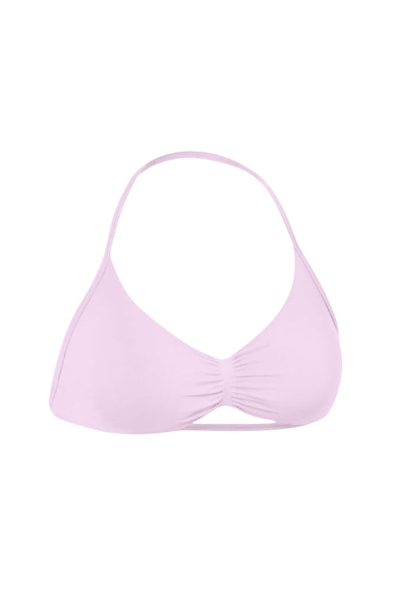 Strappy Backless Sports Bralettes Halter Neck Bra - No Underwire Halter Top for Workout & Swim, High Support Push Up Bikini