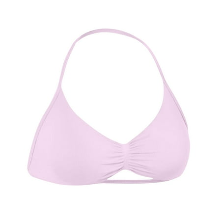 WMTBSTSW Clearance Women s Padded Bikini Top Ruched Halter Swimsuit Top Strappy Cutout Bathing Suit Tops Thin Everyday Full Coverage Cushioned No Underwire Bra