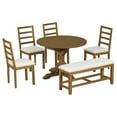 thumbnail image 2 of EUROCO 60" 6 Piece Solid Wood  Extendable Dining Table Set for 6 , Dining Room Table Set with 18inch Removable Leaf,4 Upholstered Chairs and 1 Longer Bench,Round KitchenTable Set for 6, 2 of 7