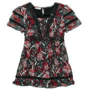 mary-kate and ashley brand - Girls' Chiffon Top with Lace Trim