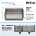 thumbnail image 6 of KRAUS Standart PRO 33" Drop In / Undermount 16 Gauge Double Bowl 2-Hole Stainless Steel Kitchen Sink, 6 of 8