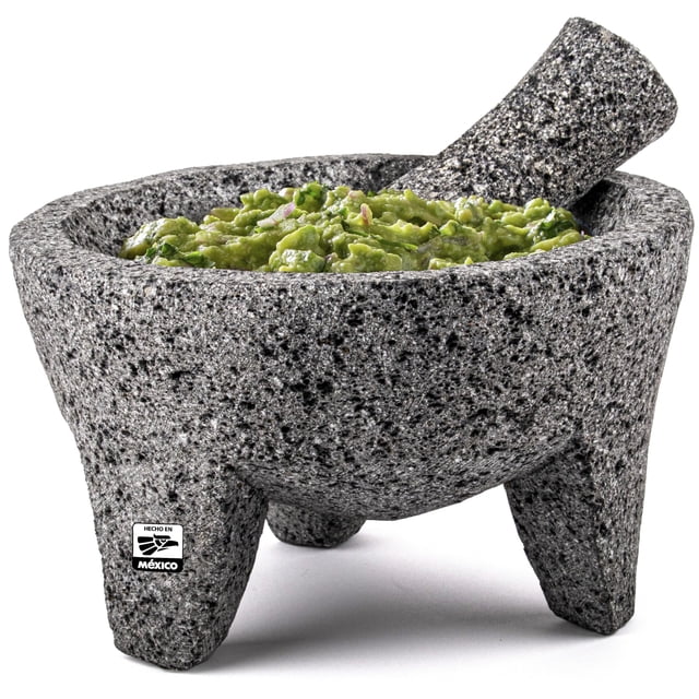Molcajete y tejolote FESTMEX de 20 cm, piedra volcánica, hecho a mano