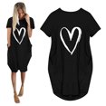 thumbnail image 2 of B91xZ Robe à Manches Courtes pour les Femmes Casual Manches Courtes Col Rond Volant une Ligne Fluide Mariage Invité Maxi Robes, Noir L, 2 of 4