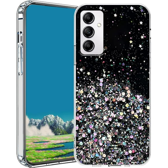 Compatible with Samsung Galaxy A14 5G Case Glitter Clear Sparkly Cases Shockproof Samsung A14 5G Phone Case for Women Silicone Cute Slim Bling Protective Case (Black)
