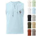 thumbnail image 1 of Sentmoon Débardeurs pour Hommes Été Sans Manches Col en V Chandail de Compression pour Hommes Couleur Unie à Cordon avec Poches Coupe Décontractée Ample Séchage Rapide Vêtements pour Hommes Hawaii pour Tenue de Rue Décontractée Vert TG, 1 of 4