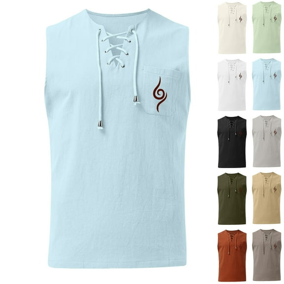 ZZwxWA Workout Tank Tops for Men Deals Breathable Plus Size Loose Fit Shirt Male Workwear Sleeveless Tank Tops Casual Printed Summer Blouse Quick-Dry Holiday Beach Clothing Oversize Round Neck Tops