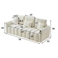 thumbnail image 4 of 78 Inch Premium Teddy Fabric 3-Seat Sofa with 3 Back Pillows & Cushions, Solid Wood Frame, Oversized Upholstered Couch for Living Room, Bedroom, Apartment & Office,Off White, 4 of 17