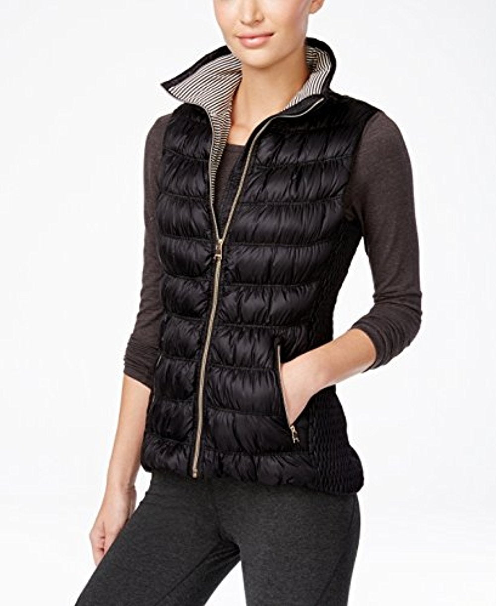 Calvin Klein Performance Women's Crushed Velvet Mock Neck Down Vest Bare Size Medium