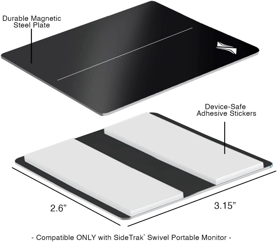 SideTrak Swivel Metal Plates for Laptop | Add On/Replacement Plates Only | Compatible with SideTrak Swivel Portable Monitors | Includes 2 Metal Plates (Black)