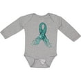 thumbnail image 3 of Inktastic Ovarian Cancer Awareness Teal Ribbon Made of Hearts Boys or Girls Long Sleeve Baby Bodysuit, 3 of 5