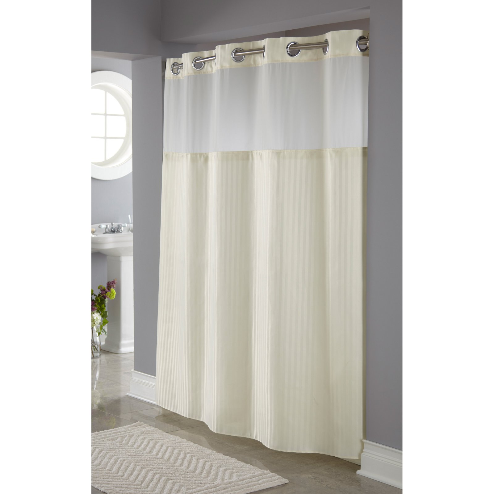 Hookless® Classic Herringbone Polyester Shower Curtain Beige