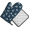 thumbnail image 2 of Navy Blue Nautical Anchors Oven Mitts and Pot Holders 2 Pcs Set Oven Glove and Potholder Suitable for Barbecues Baking Cooking Microwave, 2 of 6
