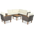 thumbnail image 6 of Roomfitters GO 9-Piece Patio Rattan Furniture Set, Outdoor Conversation Set with Acacia Wood Legs and Tabletop, PE Rattan Sectional Sofa Set with Coffee Table, Washable Cushion, Beige, 6 of 11