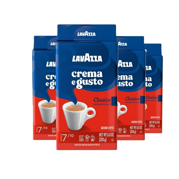 Lavazza Crema e Gusto Ground Coffee, Medium Roast, Arabica and Robusta Blend, 8.8 oz Bag (Pack of 4)