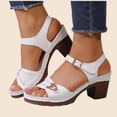 thumbnail image 6 of Women’s Orthopedic Platform Wedge Sandals, Leather Cushioned Open Toe Ladies Sandals with Arch Support, Anti-Slip Summer Beach Walking Footwear White 9, 6 of 7