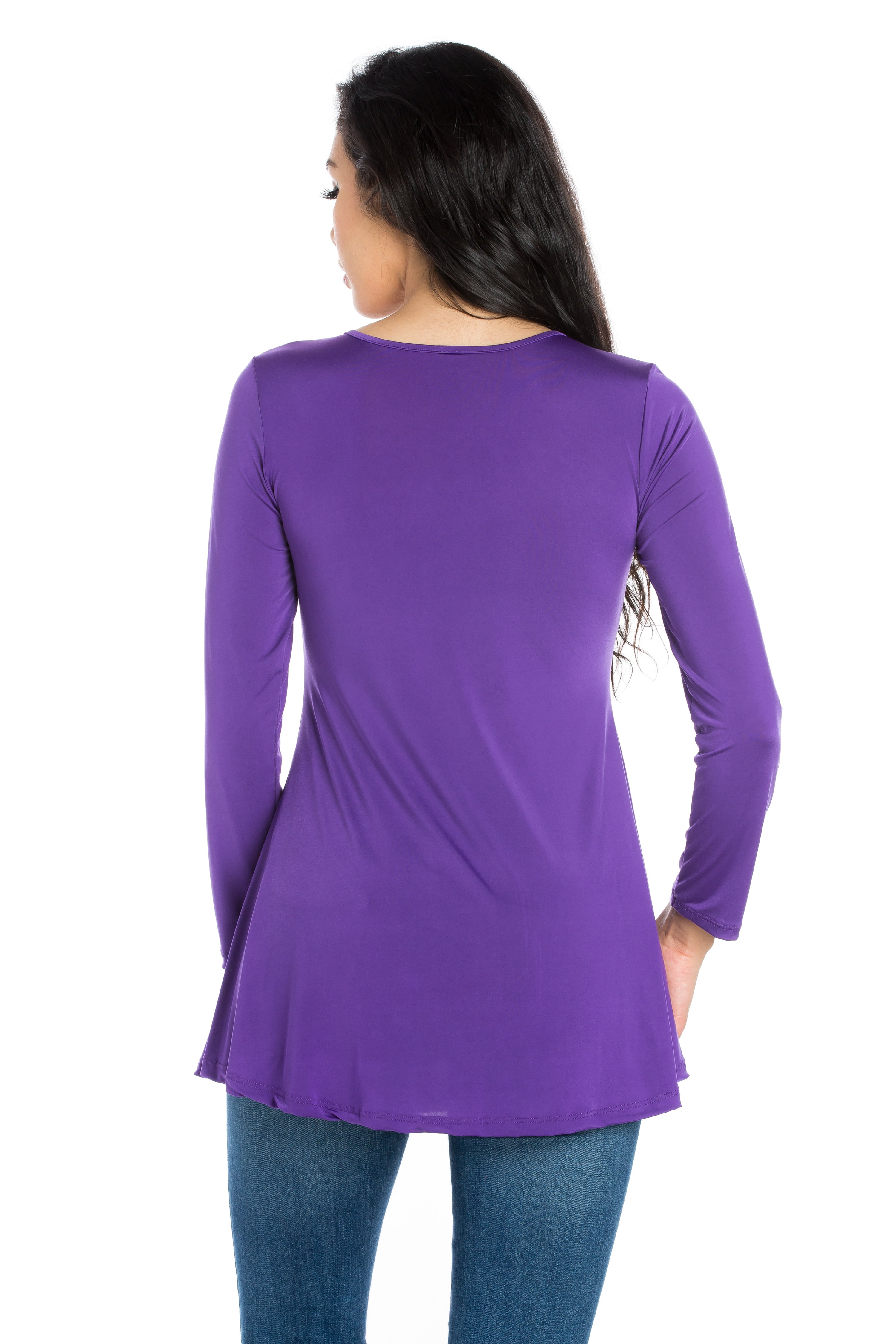 Women's Long Sleeve Three Button Henley Tunic Top
