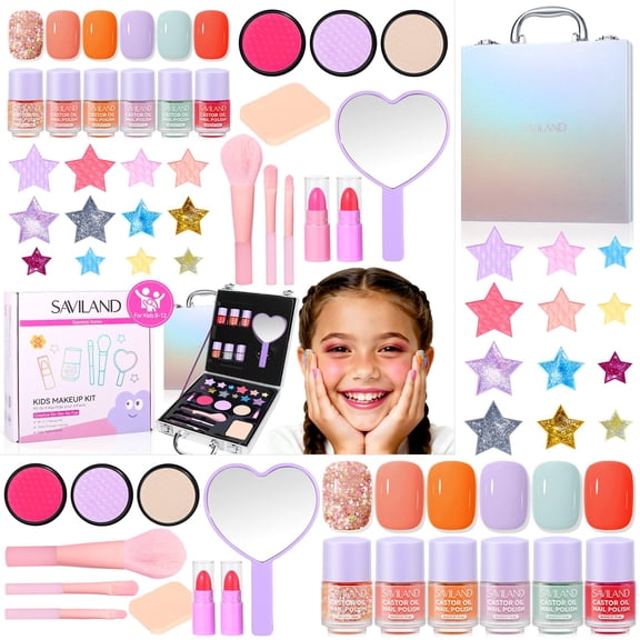 Set de Maquillaje SAVILAND para Niñas de 5 a 8 años con Estuche Cosmético 28 Piezas