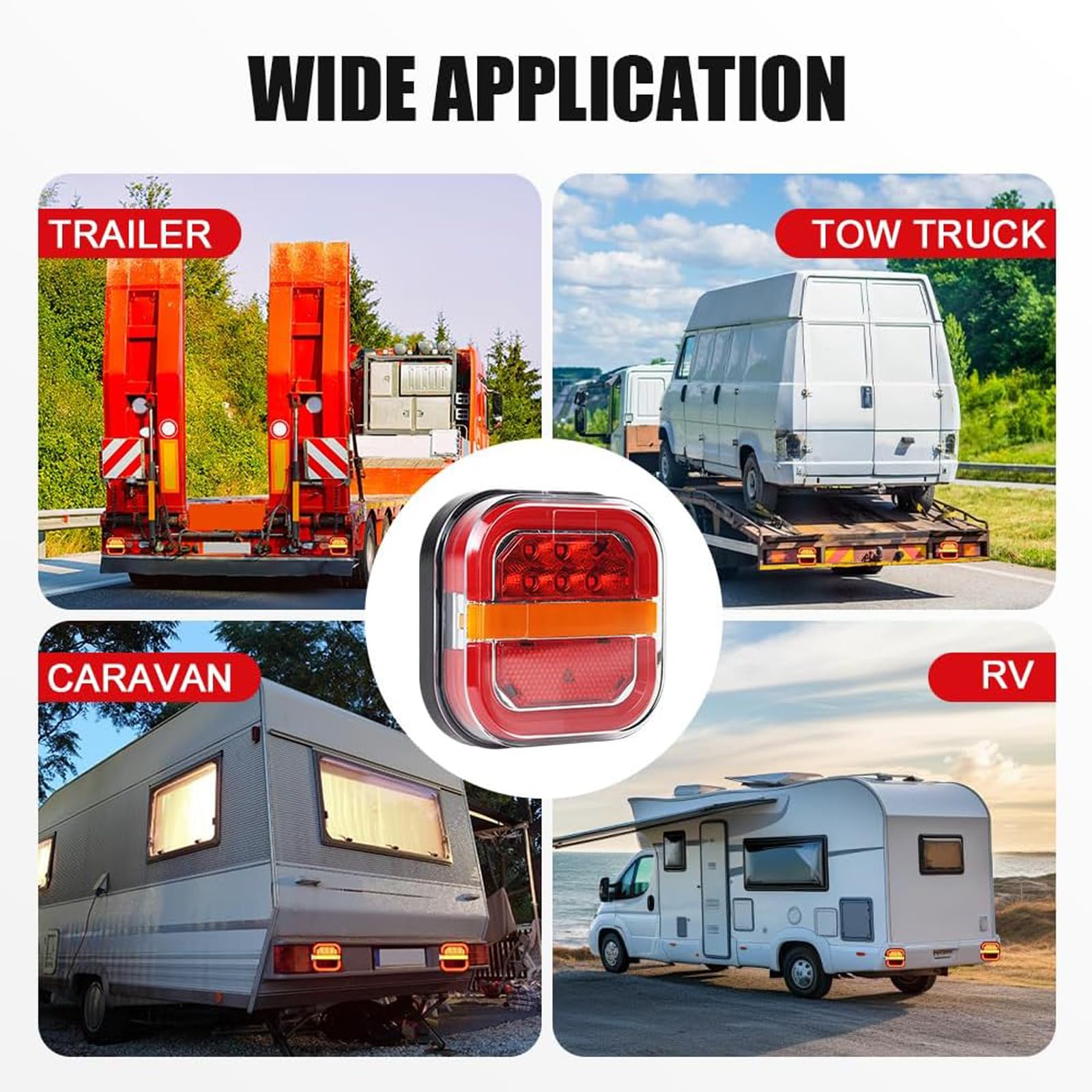 Trendfetchus Wireless Tail Lights, Car LED Trailer Lights, Wireless Magnetic Taillights, Magnetic Tail Lights for Trailers, Bluetooth Trailers Lights, 2-in-1 Warning/Lighting