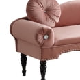 thumbnail image 6 of 54” Small Loveseat Sofa with 2 Pillows, Mid Century Modern Velvet Upholstered Couch Settee with Wood Legs and Nailhead Trim, 2-Seater Sofa Couch for Living Room Bedroom Apartment, Rose, 6 of 6