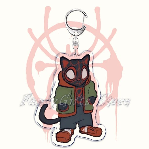 LLavero de superhéroe con colgante para bolso, cadena con diseño de gato, Araña, Punk, regalo de joyería