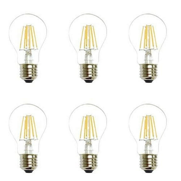 (6-Bulbs) Anyray 40 Watt Equivalent, A19, LED Light Bulb, Clear, E26, Vintage Edison Style, Warm white 40W