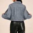 thumbnail image 3 of cocolona Jackets for Women Solid Color Lapel Long Sleeve Crop Coat Loose Casual Zipper Fall Winter Outerwear, 3 of 7