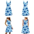 thumbnail image 4 of Jiueut Blue Monstera Palm Tree Plumeria Flower Pattern Matching Couple Outfits Men's Cozy Aloha Shirt Women's Sleeveless Dress, Casual Husband Wife Clothes for Vacation Travel Luau Beach, 2XL, 4 of 5