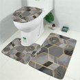 thumbnail image 2 of Gray Gold Hexagon Marble Pattern Bathroom Rugs Sets 3 Piece,Toilet Cover Set,Absorbent Non Slip Bathroom Mats Sets with U-Shaped Contour Rug Toilet Rug Set, 2 of 5