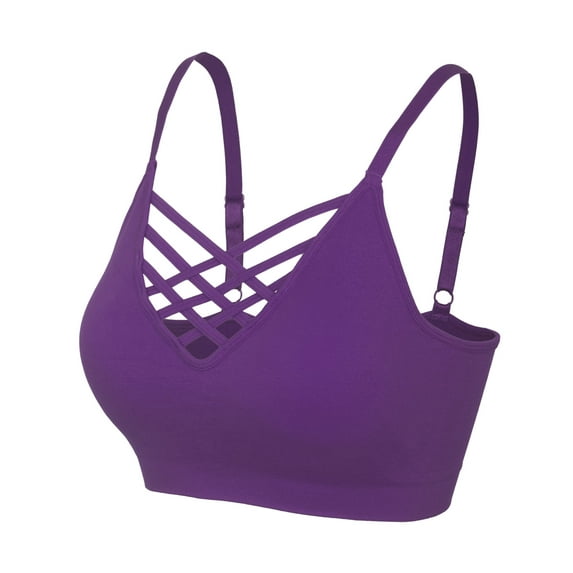 KOGMO Women's Front V-Lattice Bralette with Adjustable Straps and Removable Bra Pads