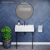 Claire 30" Console Sink White Basin Black Legs with 8" Widespread Holes