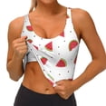 thumbnail image 3 of Uemuo Hand Drawn Watermelon Pattern Women's Sports Bra - High Impact Support, Breathable, and Comfortable Athletic Bra for Running, Yoga, and Workouts, 3 of 9