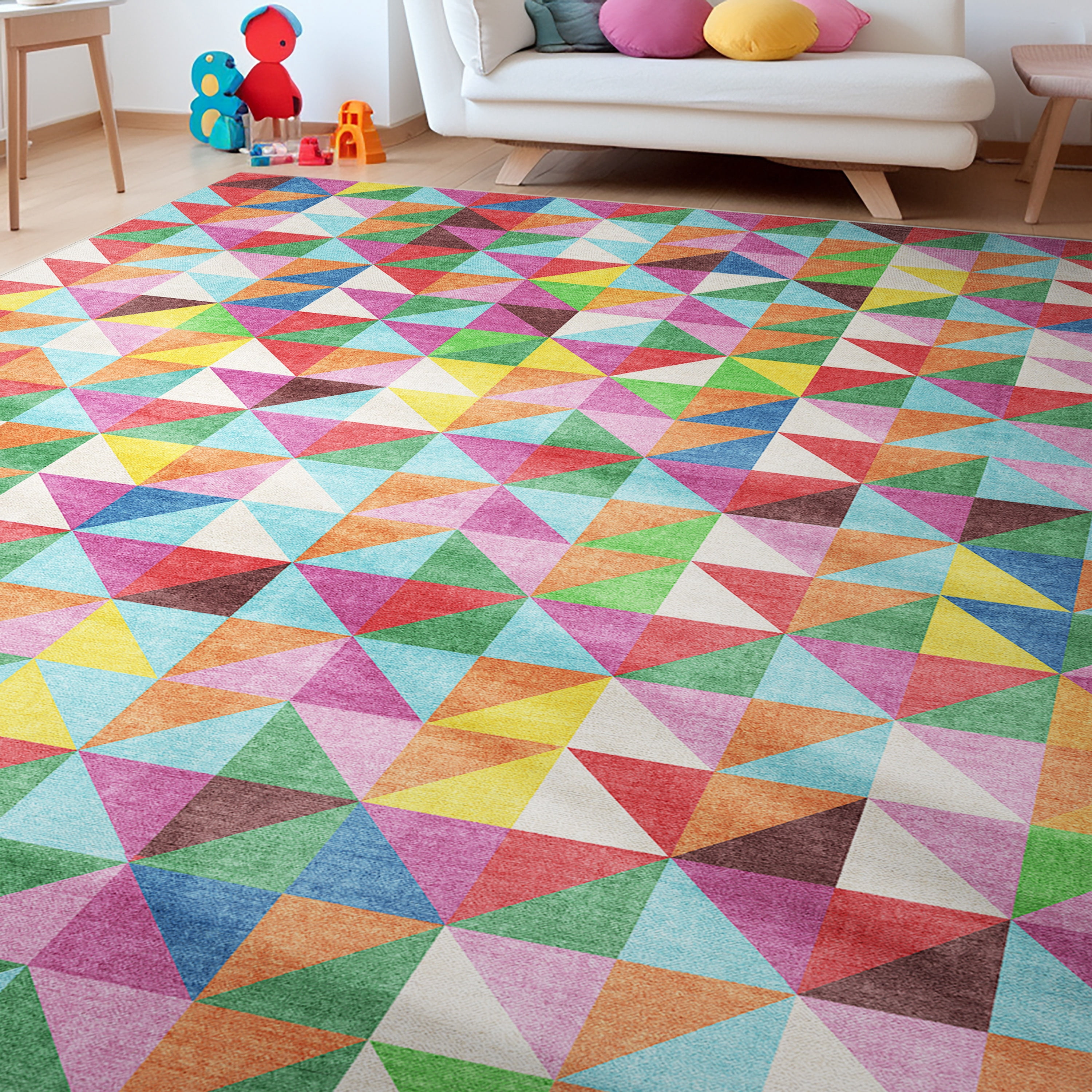 Well Woven Crayola Modern Tile Multi Color 3'3" x 5' Area Rug Easy to Clean - Kid & Pet Friendly Rug Perfect for Playroom Living Room Bedroom