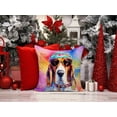 thumbnail image 2 of Basset Hound Hippie Dawg Fabric Decorative Pillow 18 in x 18 in, 2 of 5