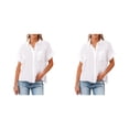 thumbnail image 4 of Sonducket Blusa de manga corta para mujer, camisa básica diaria con botones, para viajes, vacaciones en la playa, moda para mujer, ropa de Type4 NO4, 4 of 6