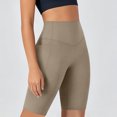 thumbnail image 4 of HomeDM Women's Biker Shorts with Pockets High Waisted Lounge Yoga Shorts Pants for Workout Casual Khaki XL, 4 of 8