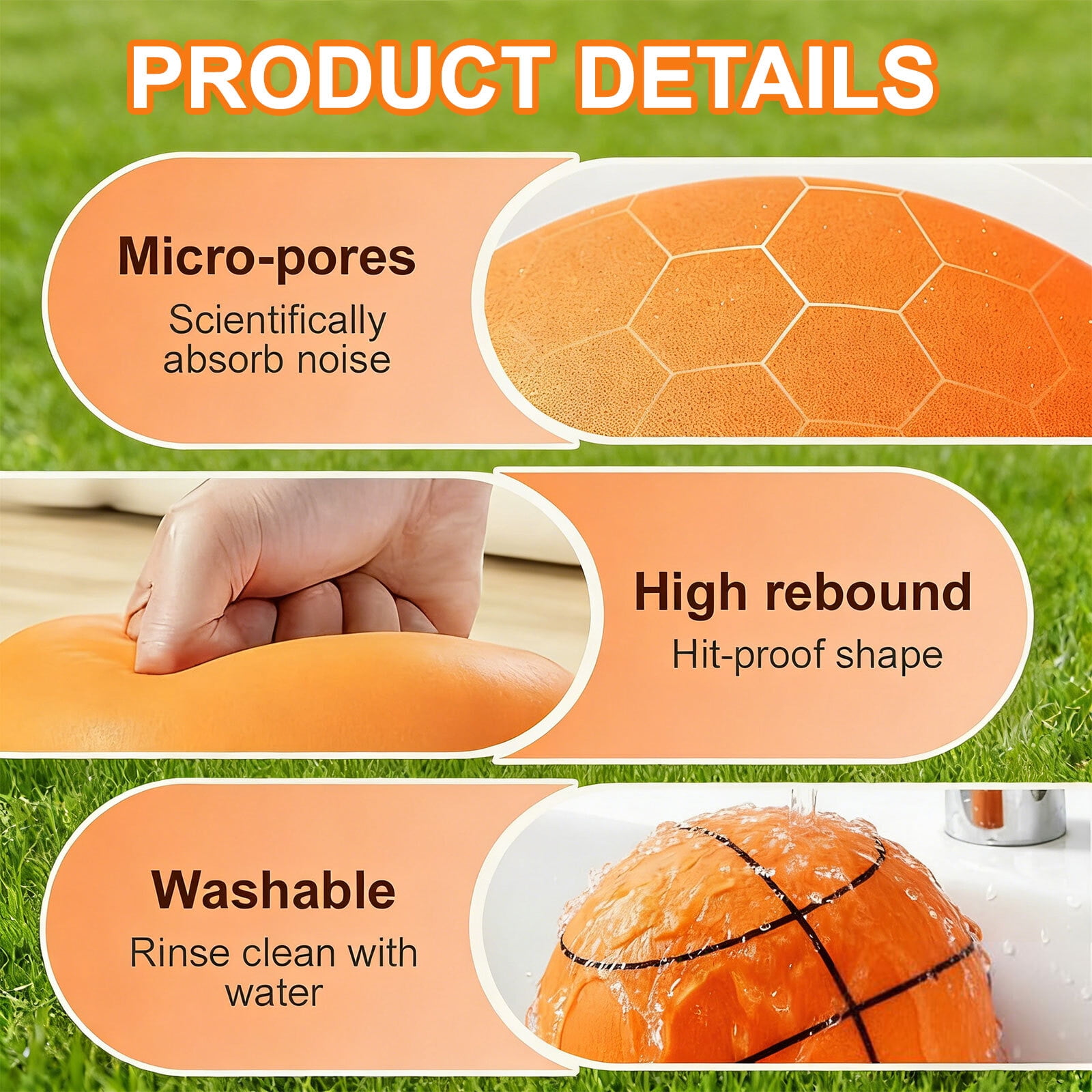 Silent Basketball | Grooved Airless Indoor Basketball - Soft Foam Indoor Hoop Play | Soundless Ball for Quiet Dribbling and Indoor Training– Real Feel Higher Bounce Quieter