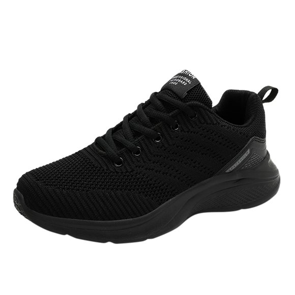 HBFAGFB Casual Sneakers for Women Breathable Mesh Outdoor Sports Running Lace up Shoes Black Size 37