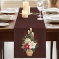 thumbnail image 3 of Cherry Blossoms Table Runner, Japanese Spring Floral Leaves Rustic Brown Cotton Linen Table Runners 108 Inches Long, Dresser Scarf Runner for Dining/Living Room/Kitchen/Square Tables 13''x108'', 3 of 9