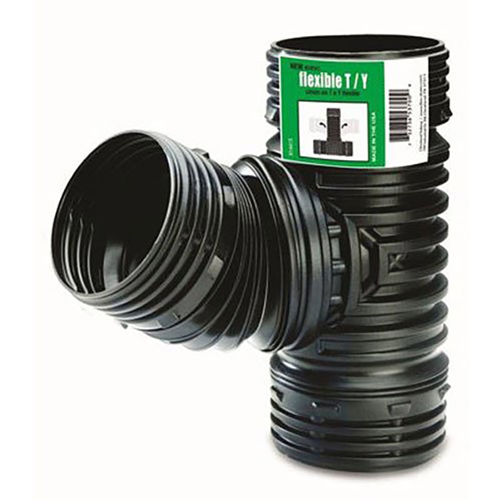 Flex-Drain ADP53702 Flexible T / Y, Landscaping Drain Pipe Adapter, 4inch, Black