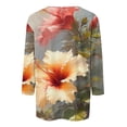 thumbnail image 4 of Wanfds Yellow Ladies Fashion Tops And Blouses Round Neck Three-Quarter Sleeve Top XXL, 4 of 5